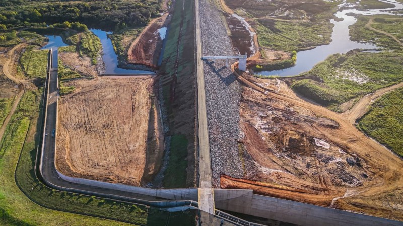 Foto a&eacute;rea da Barragem Jaguari, em S&atilde;o Gabriel